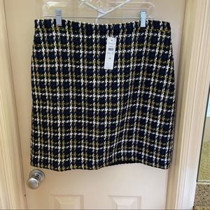 Ann Taylor Navy Yellow Tweed Skirt